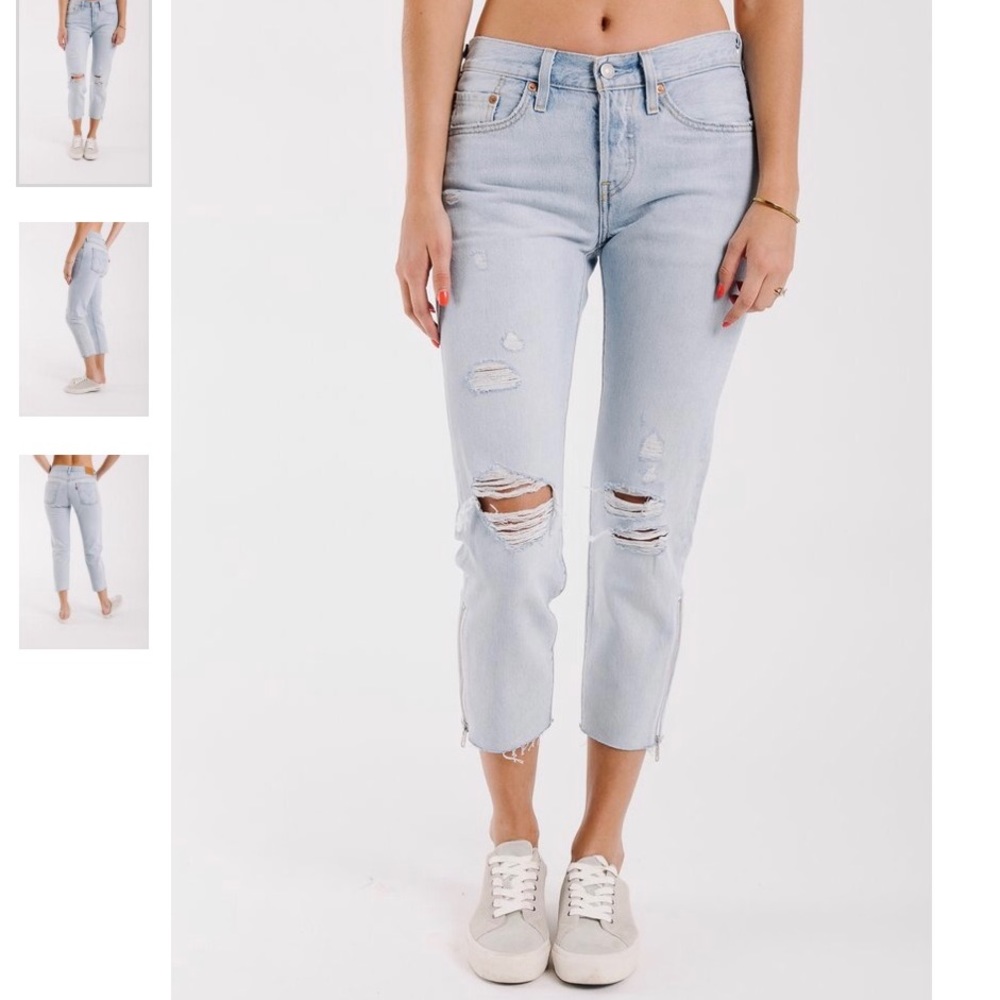Levi's: 501 Taper Cropped Jean in Light Denim